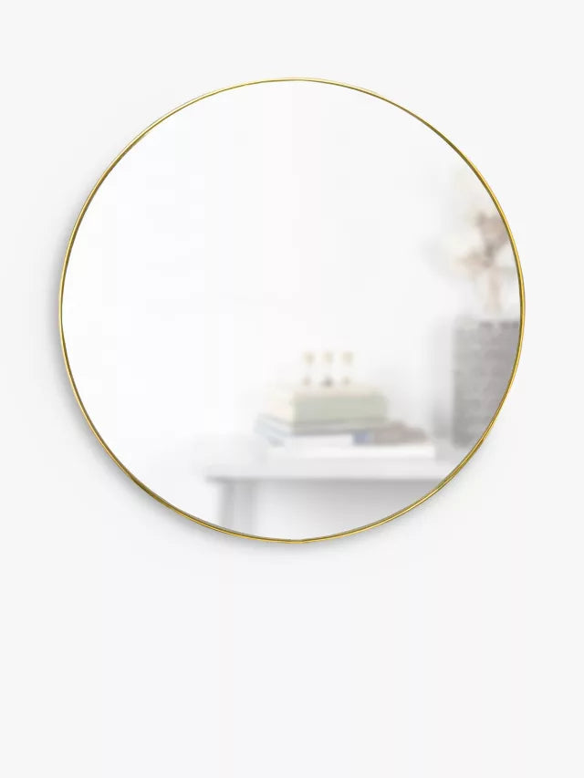 Umbra Hubba Round Metal Frame Wall Mirror, 86cm, Brass