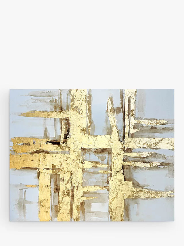 John Lewis Dreaming Big - Hand-Finished Abstract Stretched Canvas, 120 x 150cm, Gold