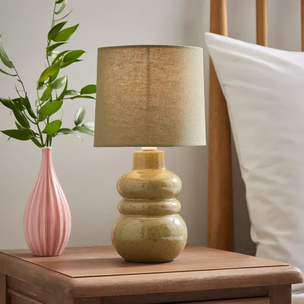 Bea Reactive Glaze Table Lamp, Soft Olive