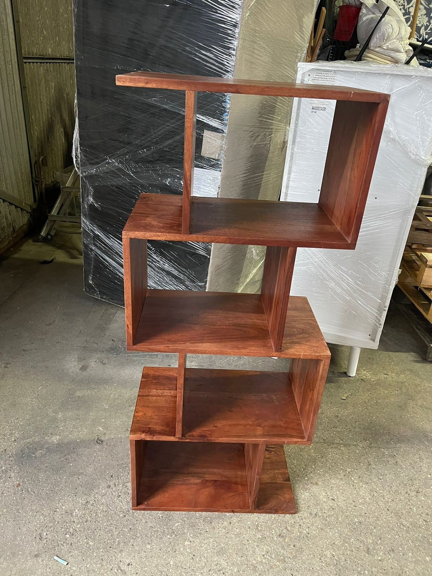 Ranburne Solid Wood Geometric Bookcase, 30 x 50 x 120cm