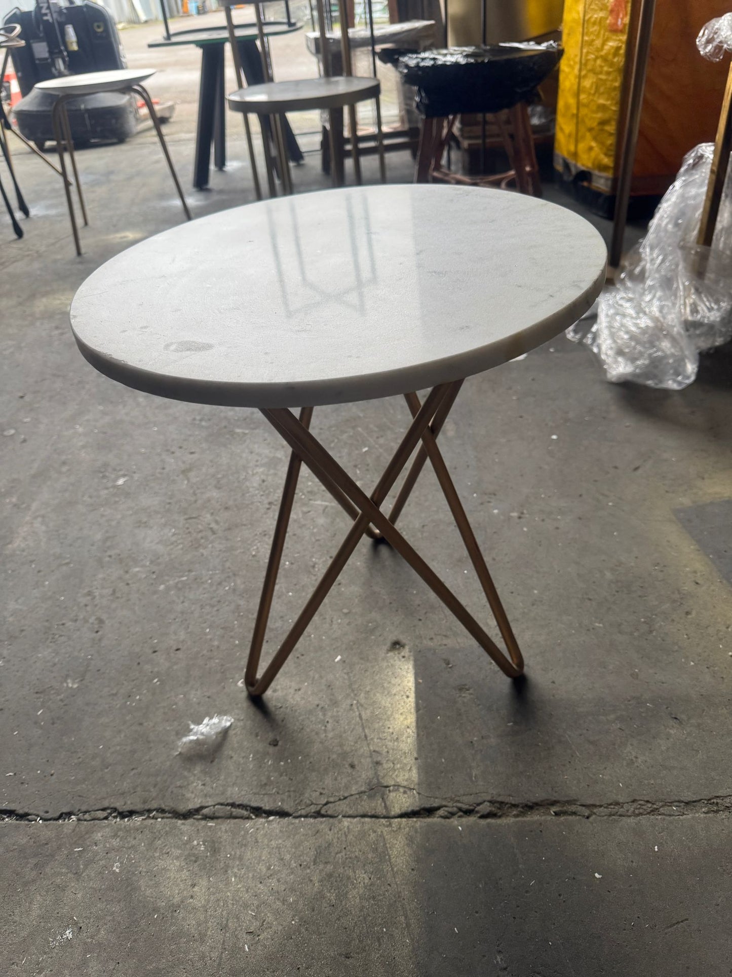 Marble Side Table with Brass Legs, 40x45cm