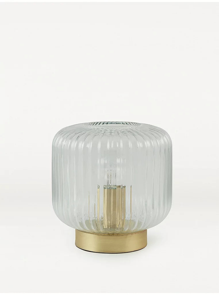 Clear Ribbed Glass Table Lamp