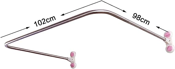 Bathroom U Shaped Corner Shower Curtain Rod Pole with Suction Cup
