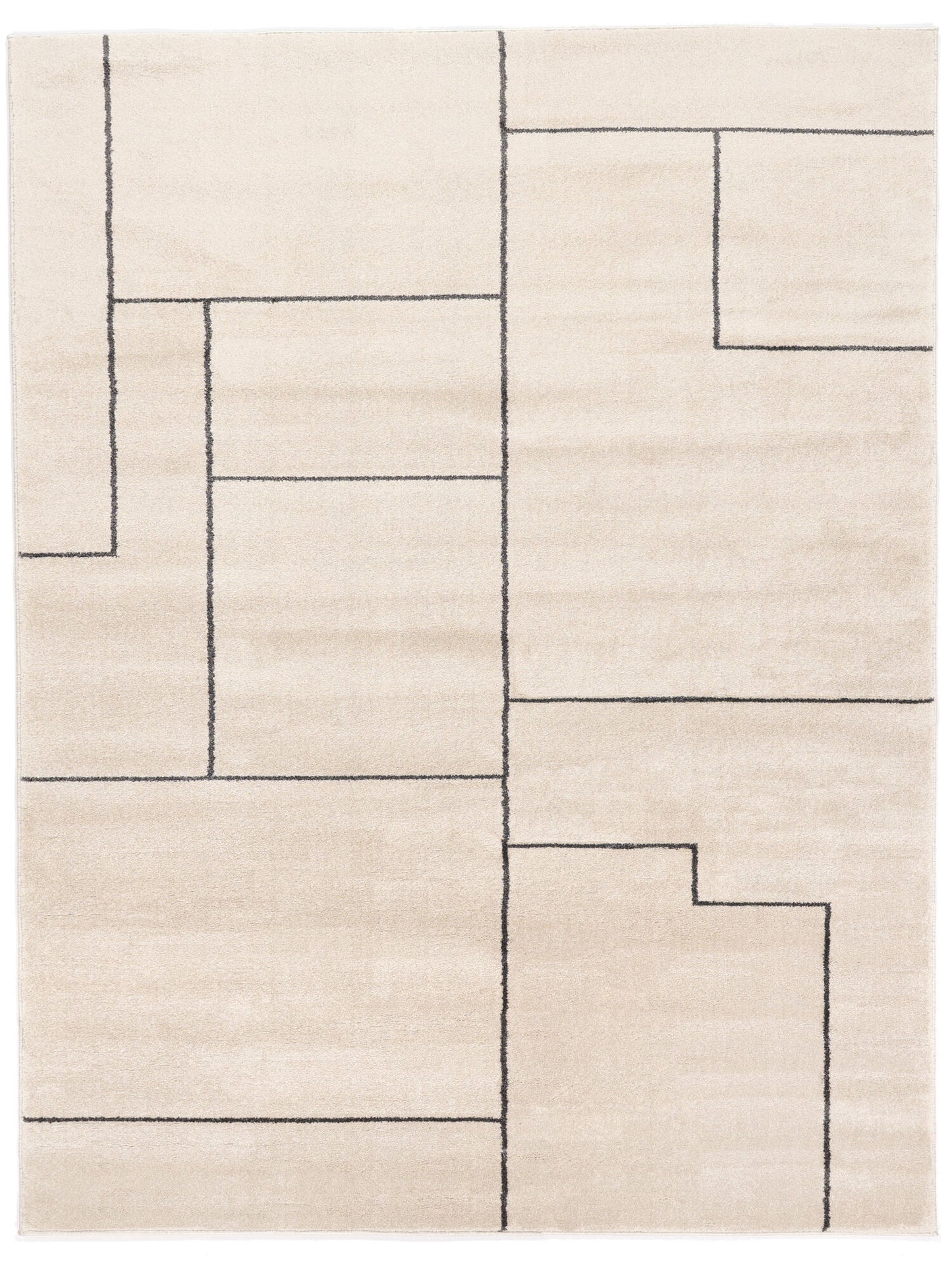 Geopolis - Cream White / Grey Rug 240 x 340 cm Shaggy