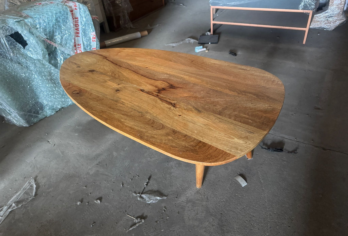 Oslo Light Mango Wood Coffee Table - Oval Round, 60x110x45cm