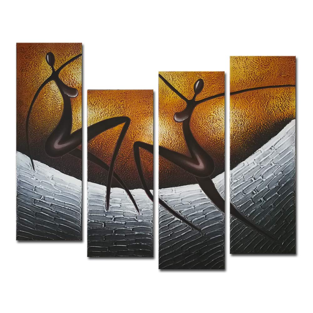 African Dancers Abstract Oil Paintings on Canvas, 83x70cm
