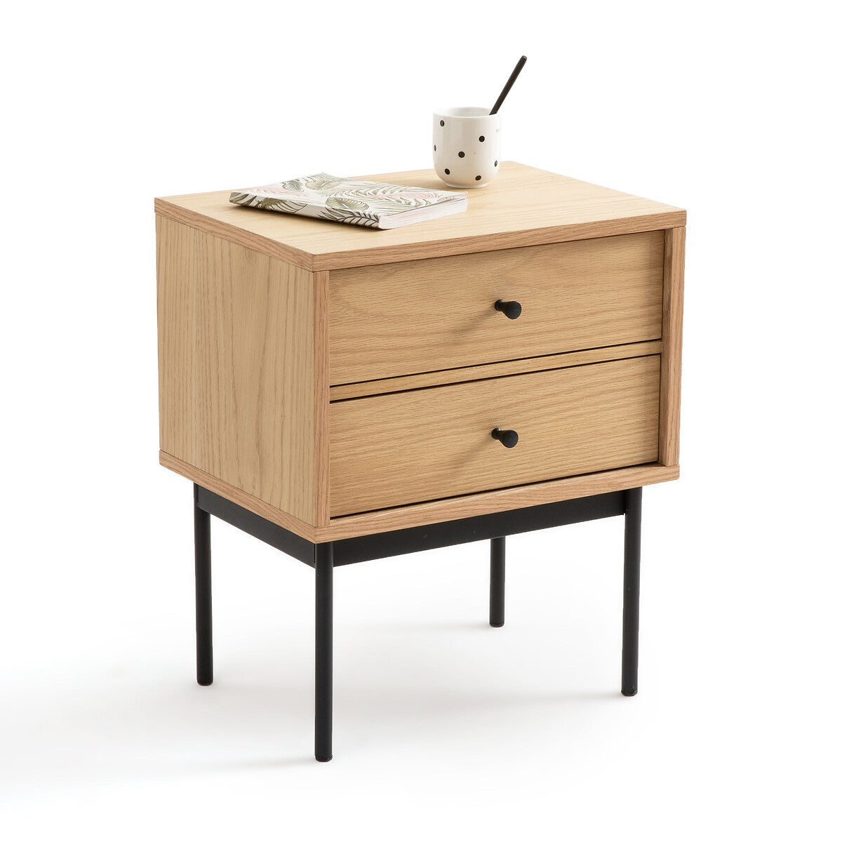 NYJO BEDSIDE TABLE WITH 2 REVERSIBLE DRAWERS, 30x40x48cm