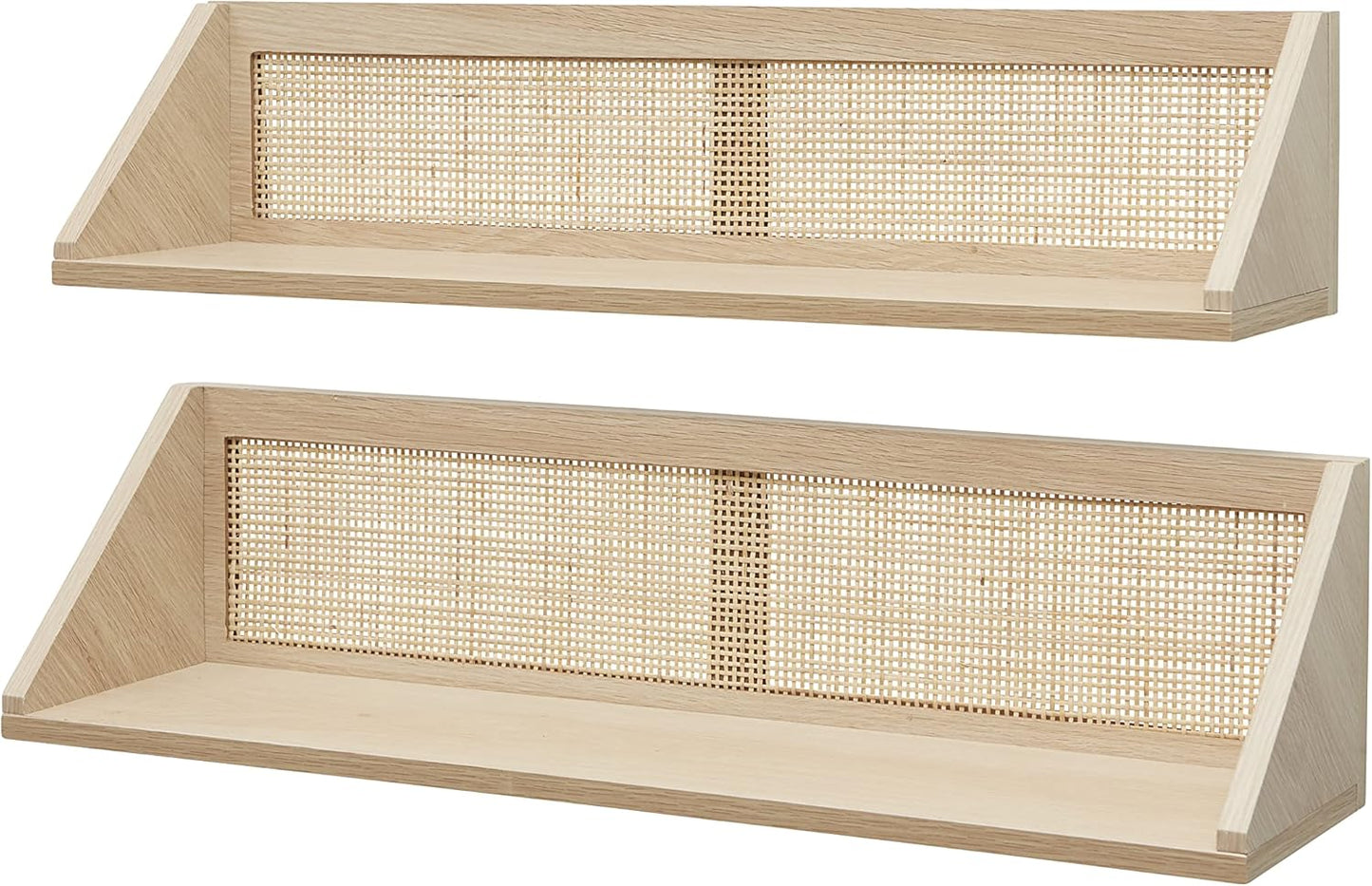 Set of 2 Rattan Wall Shelves