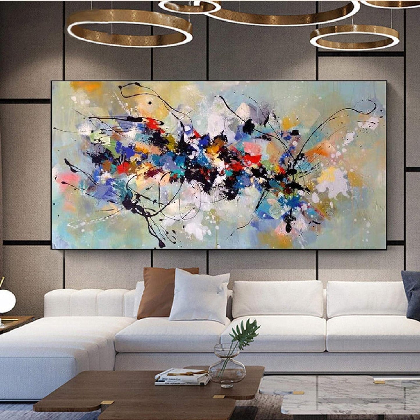 Yayun Art Abstract Canvas Painting Colorful Block