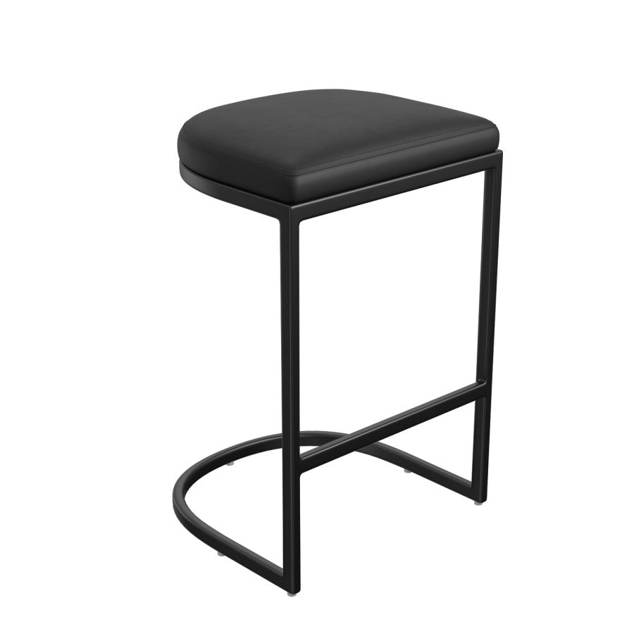Black Faux Leather Kitchen Stool - 66cm - Stella, 43 X 41 X 66cm