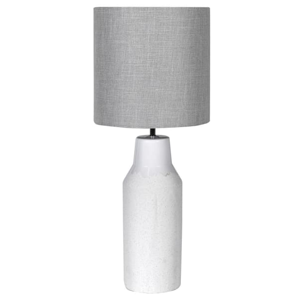 White Ceramic Table Lamp with Grey Shade, 75x30cm