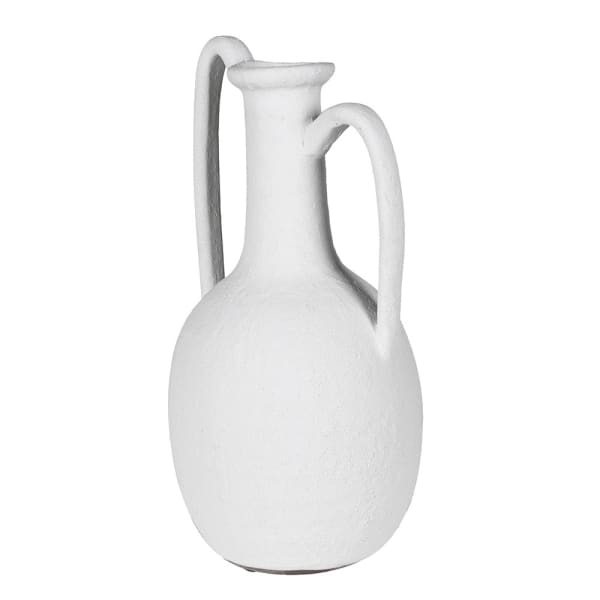 White Twin Handled Textured Vase