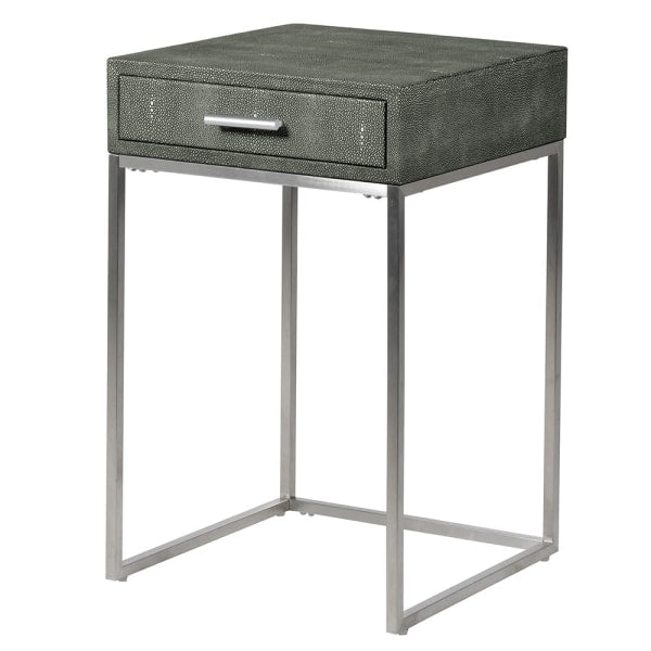 Faux Shagreen Leather Single Drawer Bedside, 64x40x40cm
