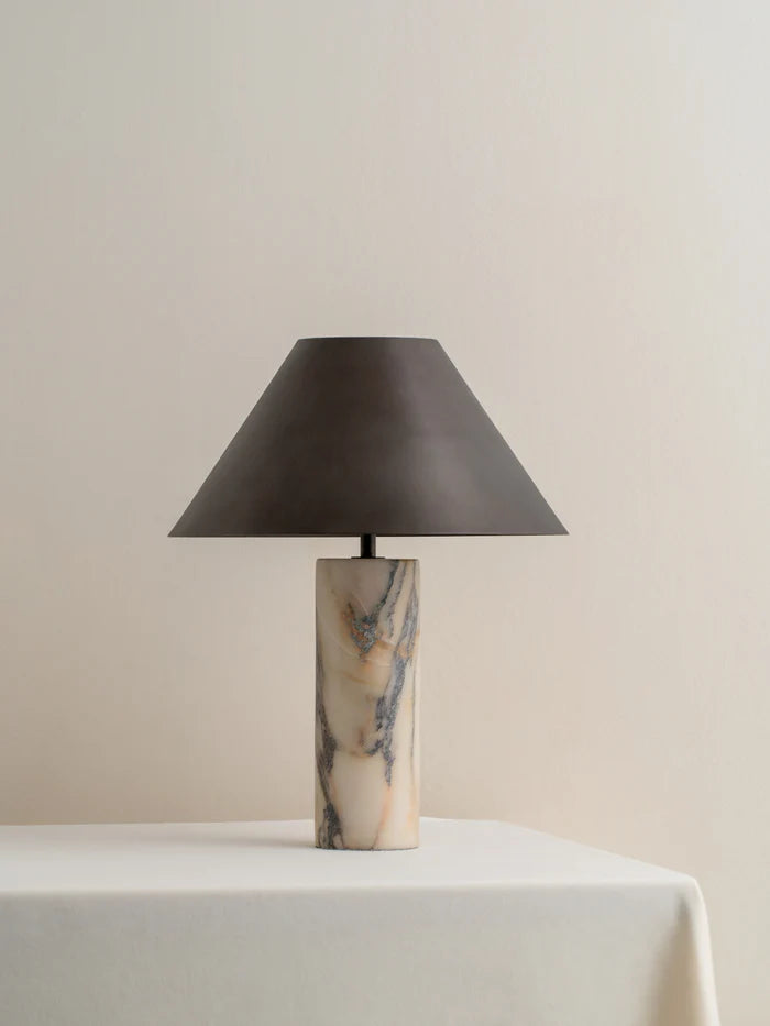 Cline - calacatta viola marble and bronze table lamp, 39.5x29x29cm