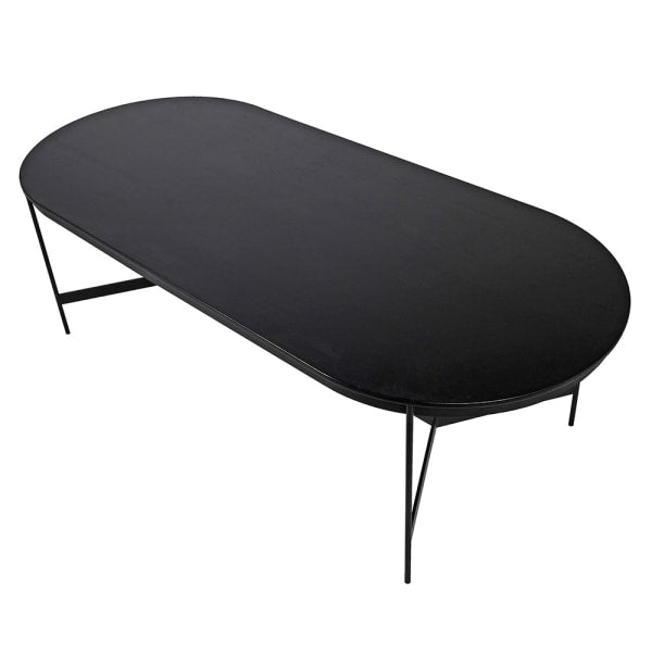 Black Oval Dining Table, 75 X 104 X 240cm