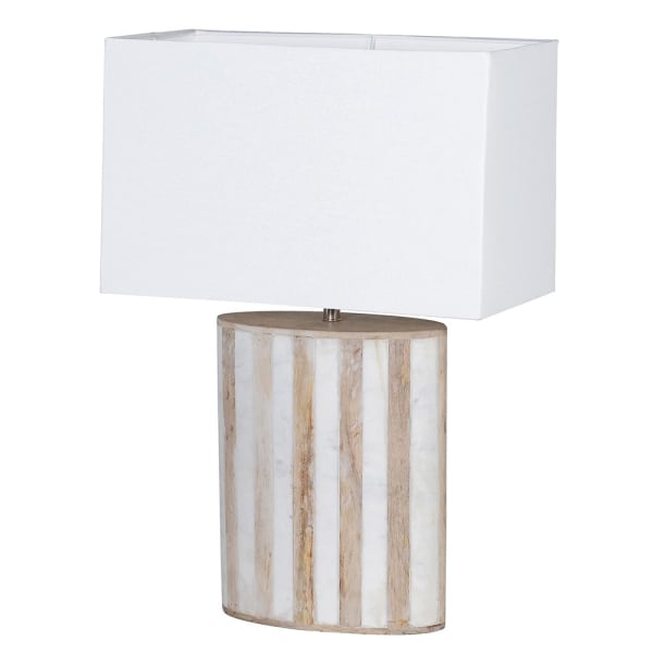 Wood and White Marble Lamp