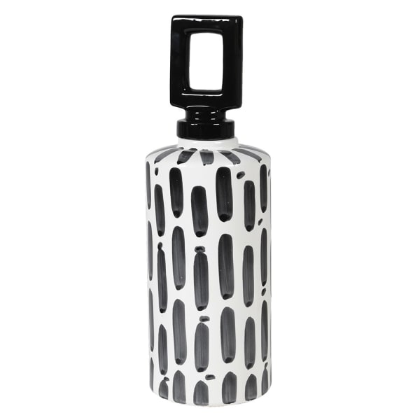 Black and White Square Lid Ceramic Jar