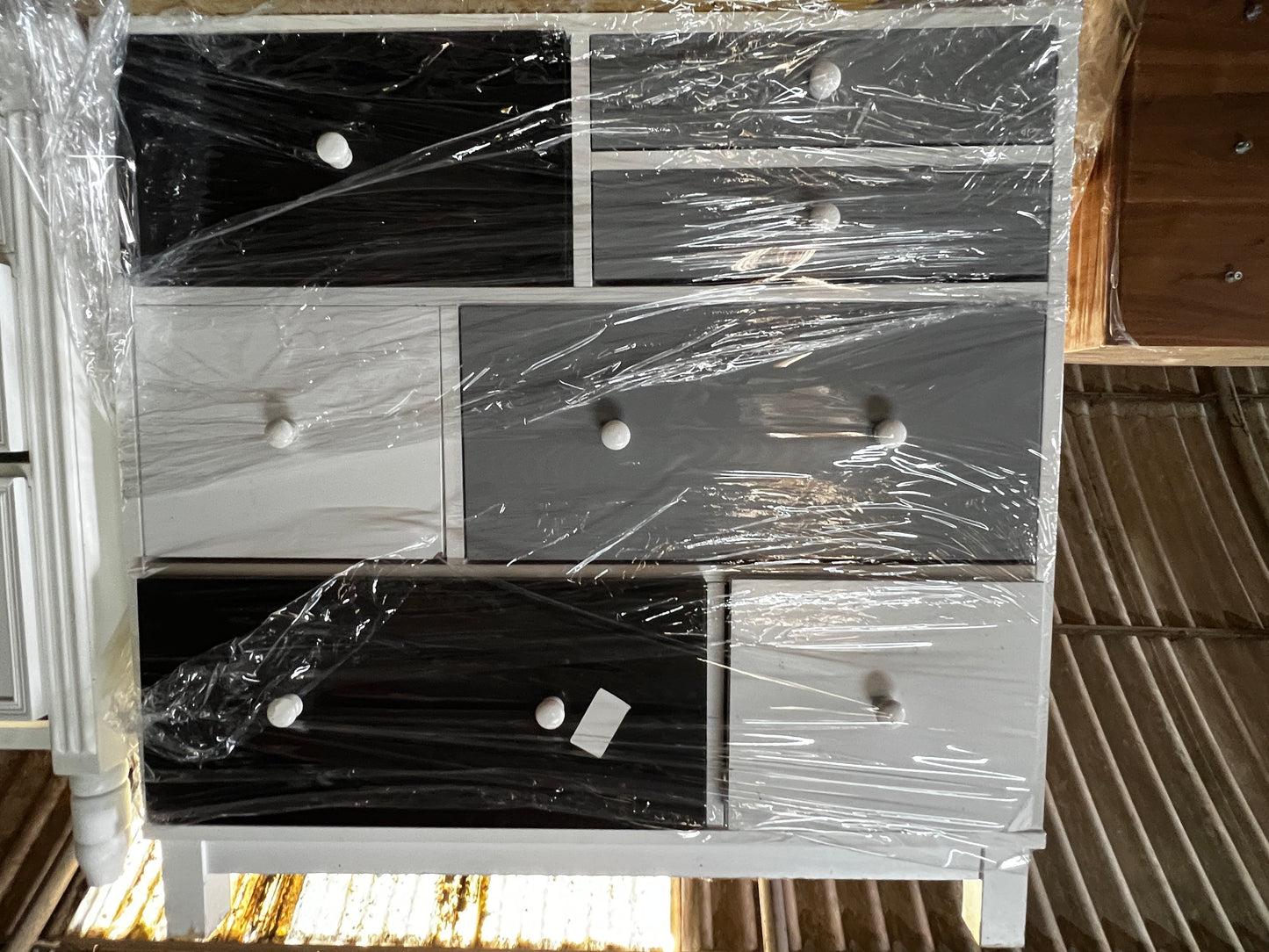 White, Grey and Black Chest of Drawers, 80x34x80cm