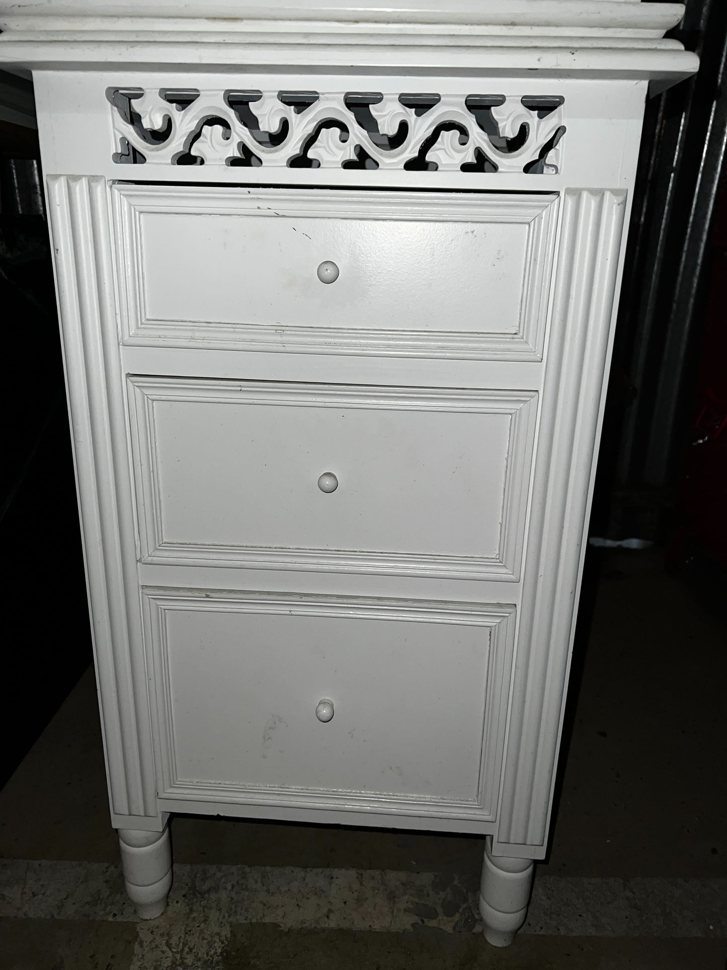 3 Drawer White Bedside Table, 70x40x30cm
