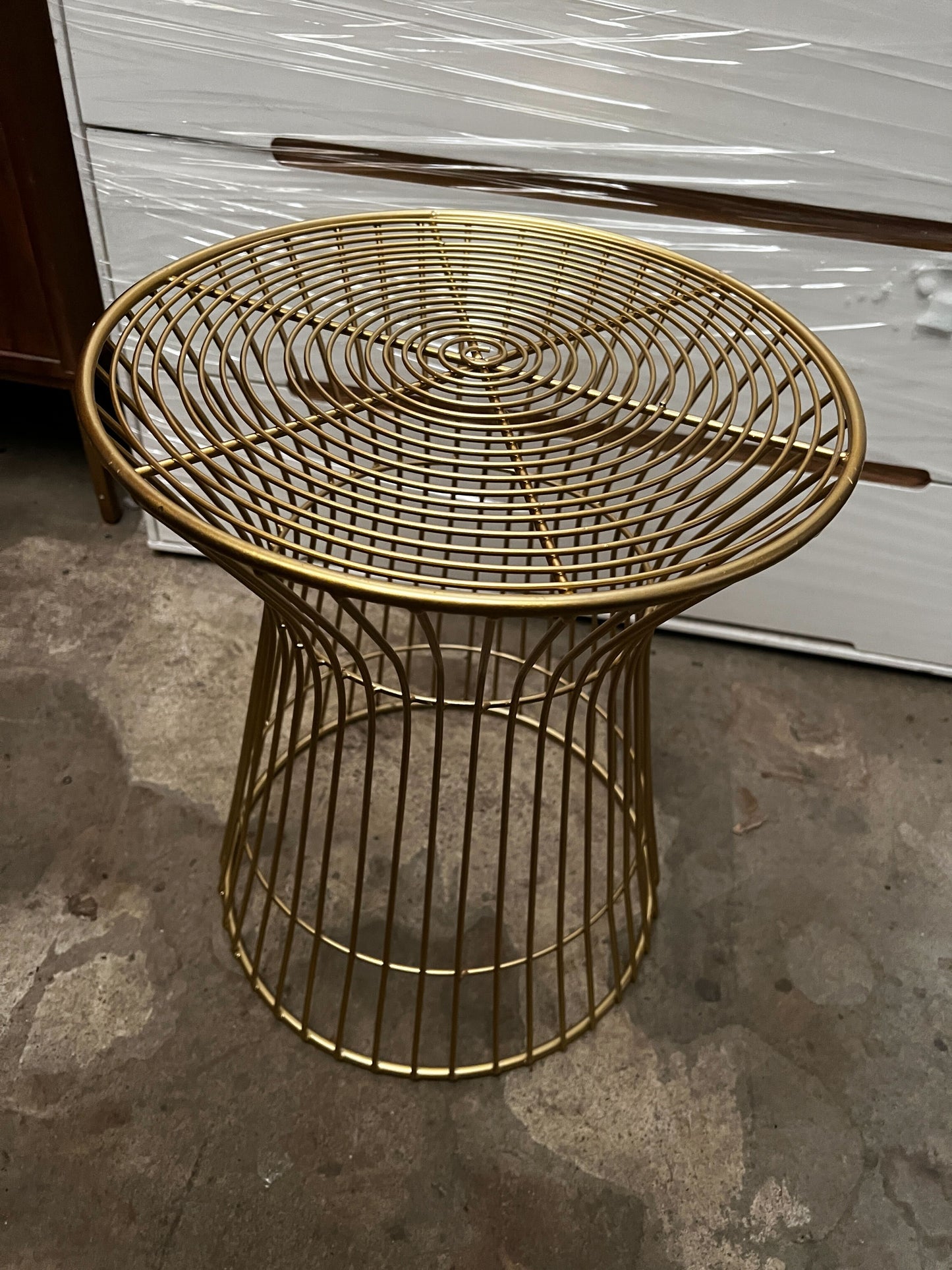 Metal Wire Side Table, Brass