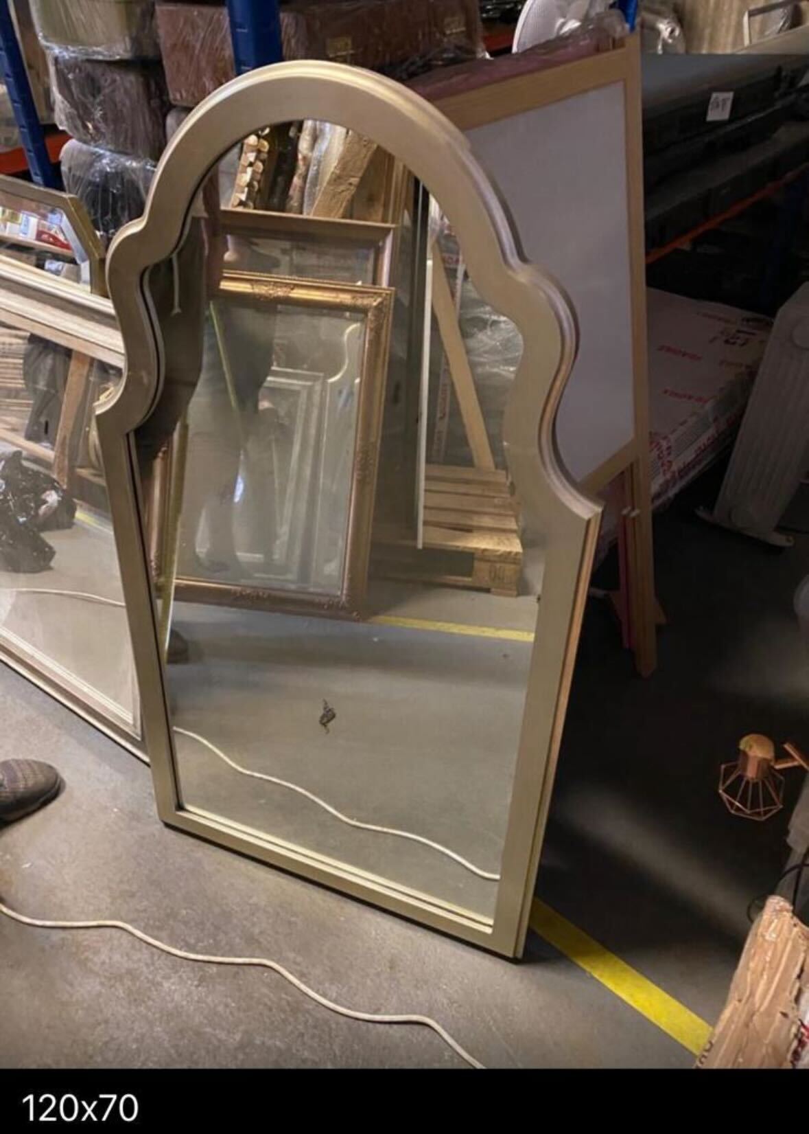 Arched Gold Wall Mirror, 70x120cm