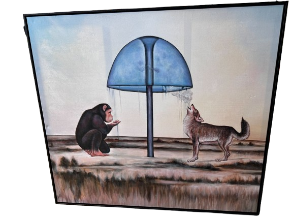 Monkey and Fox canvas, 154x139cm