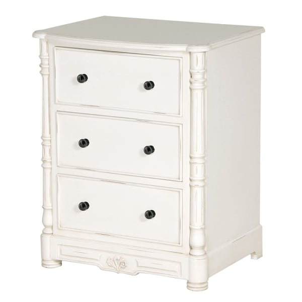 Chateau Turned 3 Drawer Bedside, 70 X 55 X 43cm