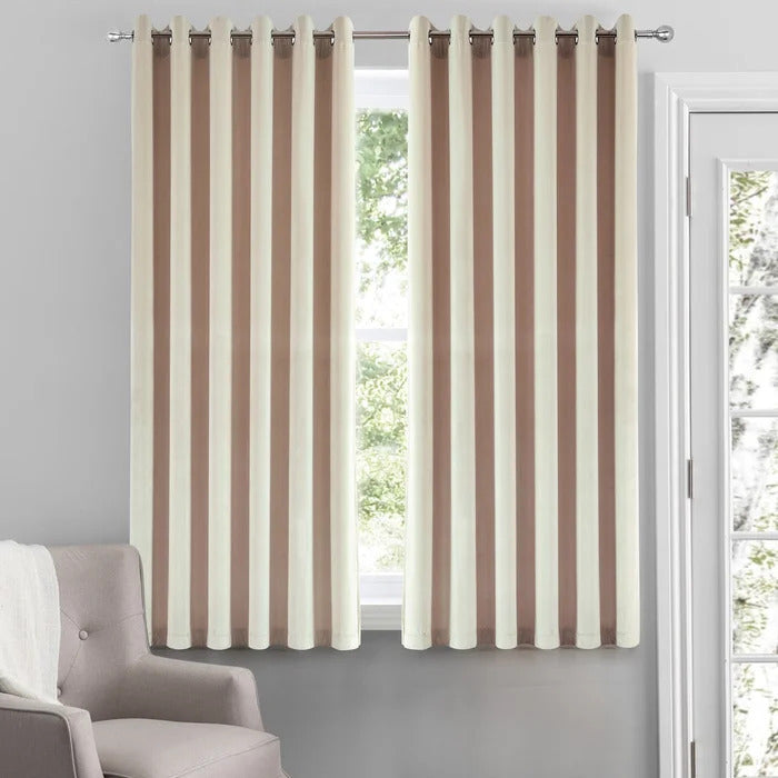 Imperial Rooms Crushed Velvet Eyelet Sheer Curtains (Set of 2) Beige