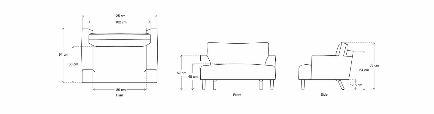 Model 05 Chaise Longue, 125x83x91cm