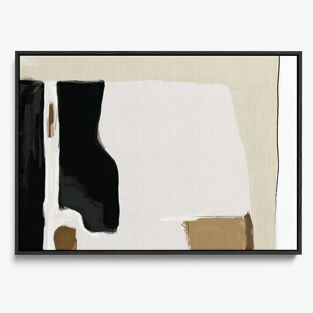 ABSTRACT PASTEL BEIGE COLOURS FRAMED CANVAS