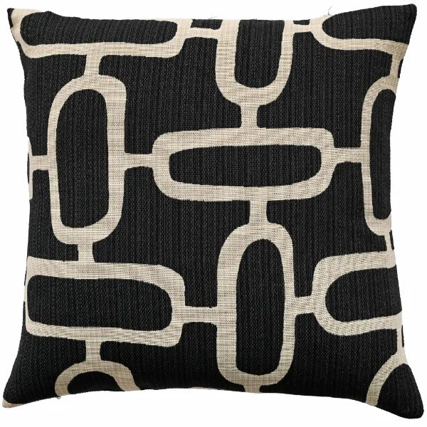 Malini Large Edison Black Cushion ABSTRACT CHAINS JACQUARD BLACK 50 X 50