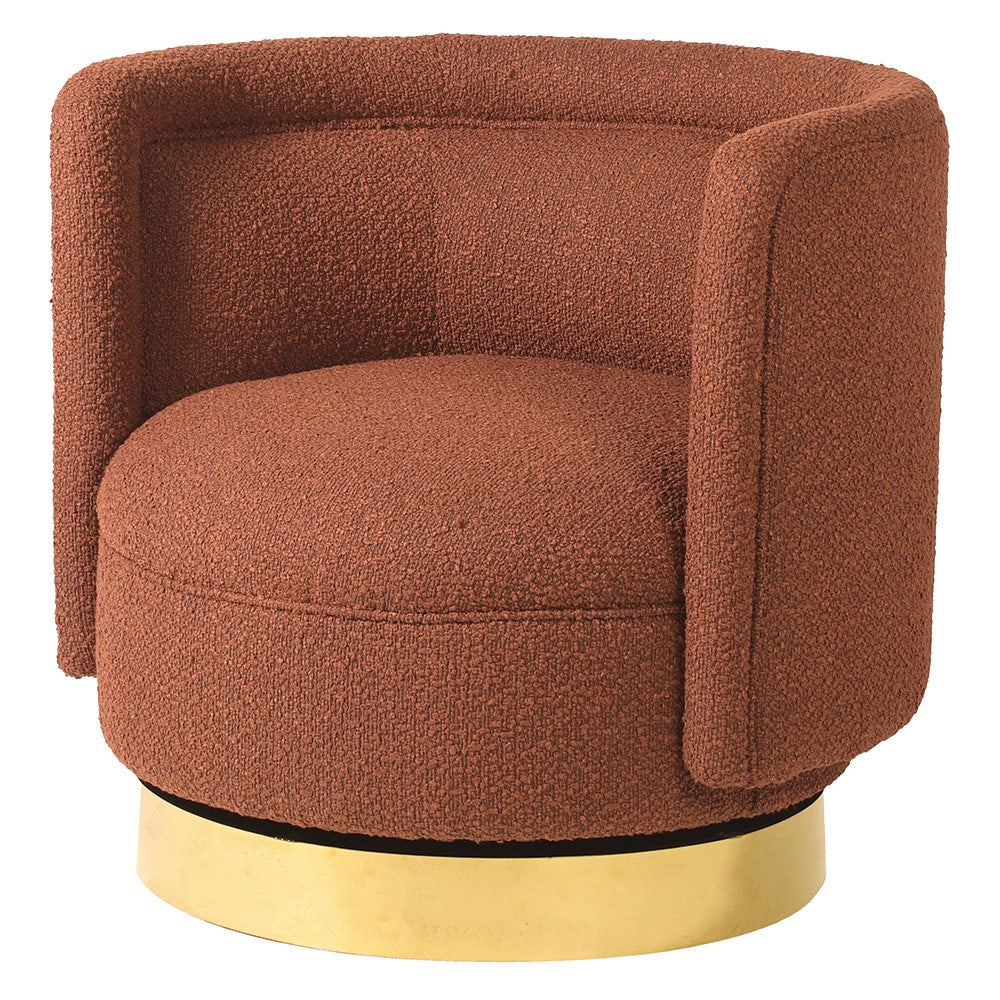 Rust Boucle Swivel Chair, H73 X W80 X D73CM