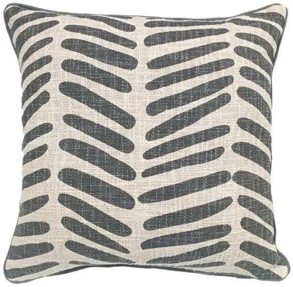 Malini Isi Black Cushion BROKEN LINE PRINT ON LOOSE WEAVE BLACK 45 X 45