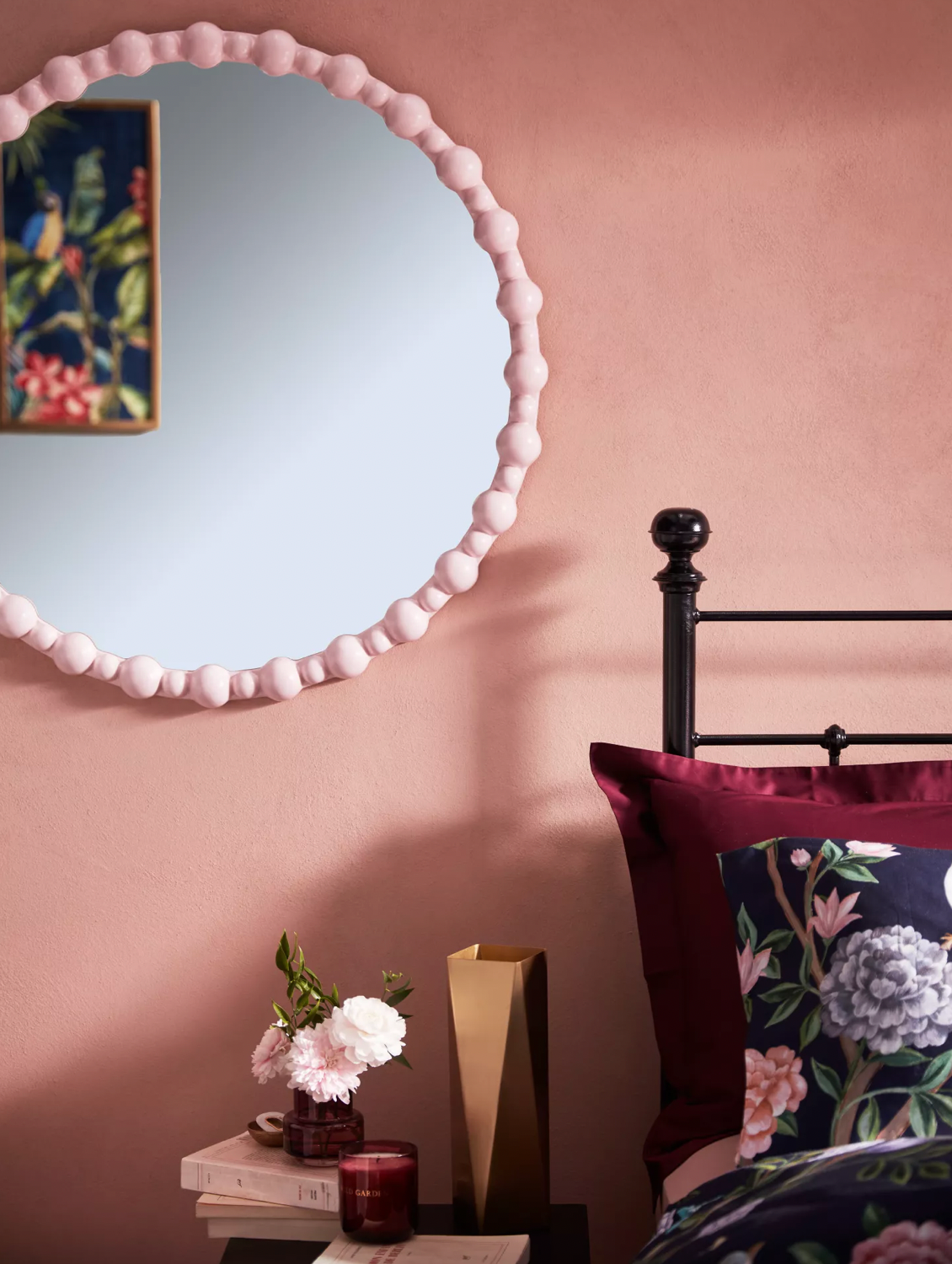 John Lewis + Matthew Williamson Bobbin Round Wall Mirror, 80cm, Pink