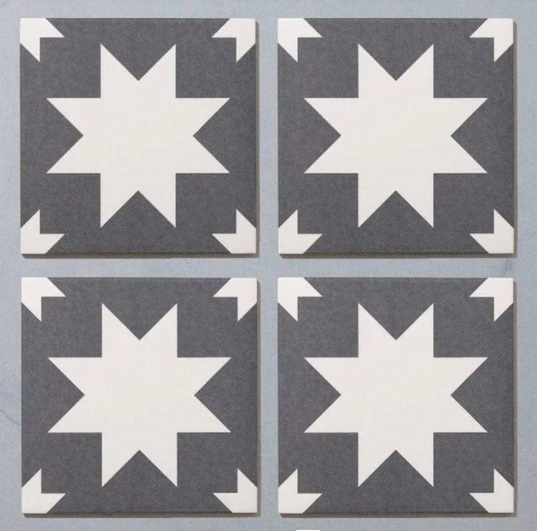 Bert & May Black Pradena Tile Porcelain 20 x 20cm - Thin
