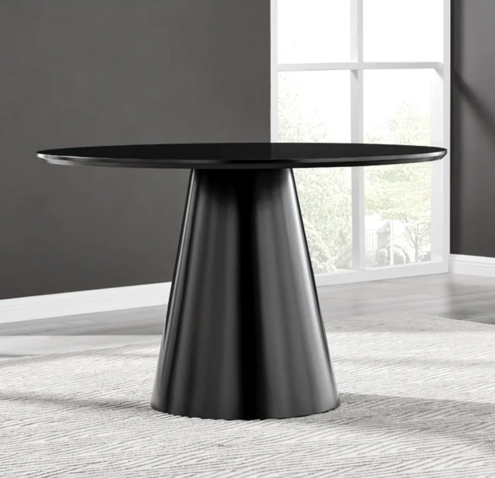 Chowchilla Statement Pedestal Dining Table, Black, 76x120x120cm
