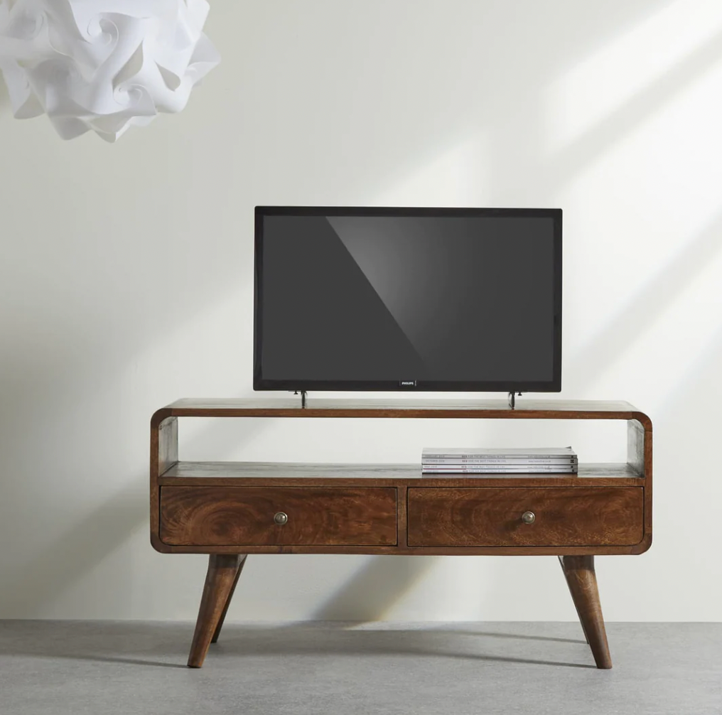 Walnut TV Unit with Storage Drawers, 47x90x35cm