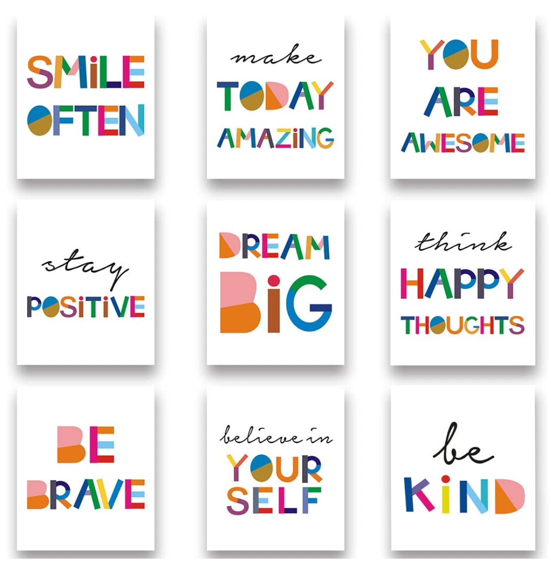 Typography Art Print Set of 9 (8”X10”)
