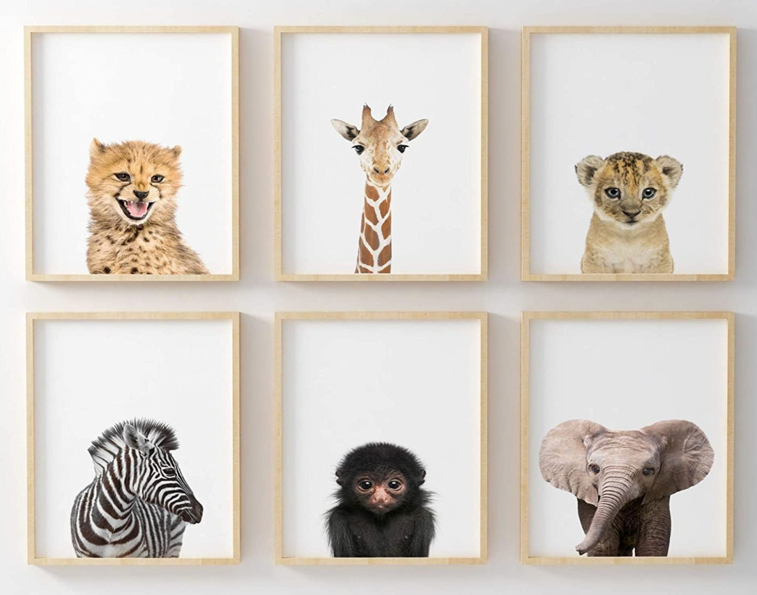 Nursery Wall Art Picture Prints, Set of 6 A4