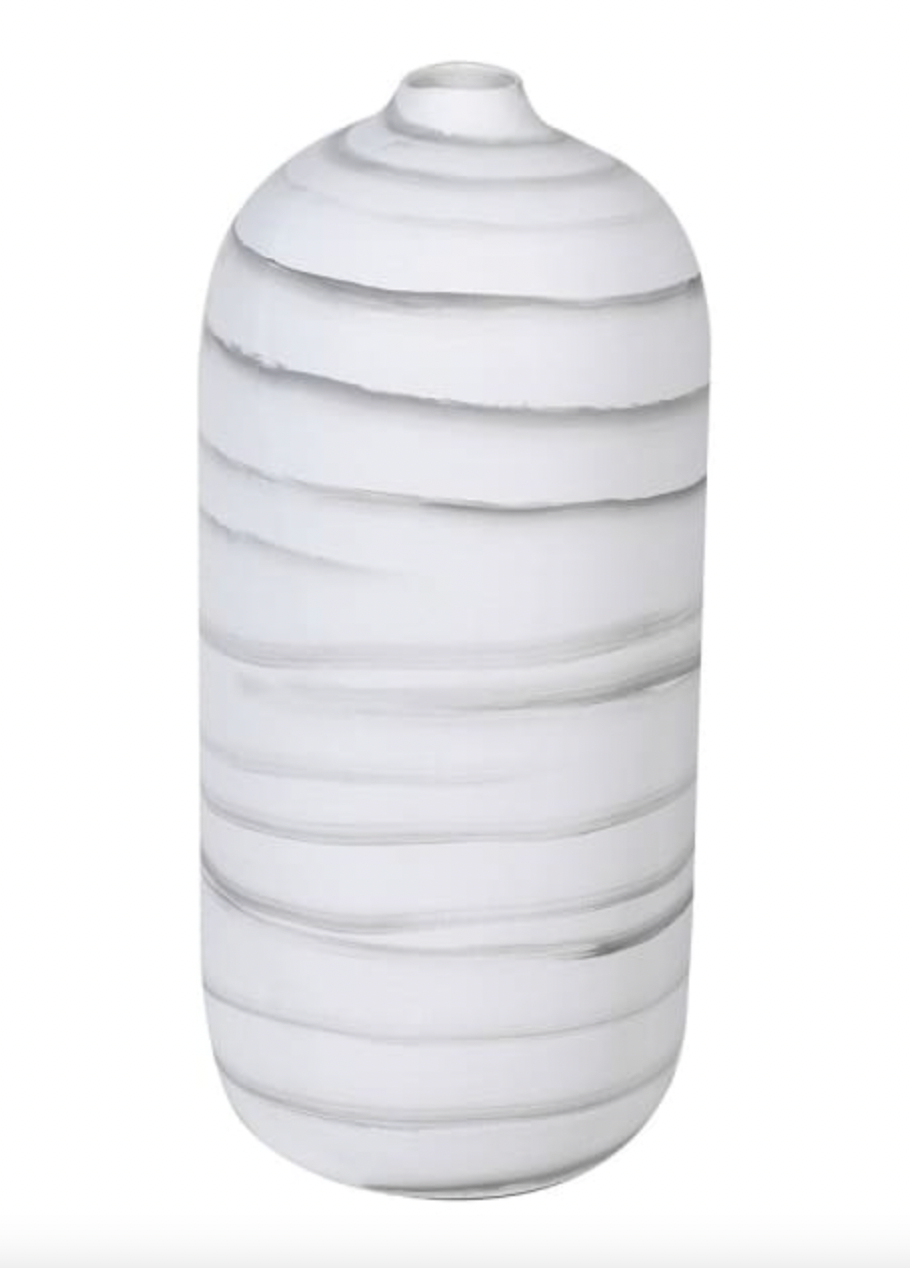 Large White Stripe Vase