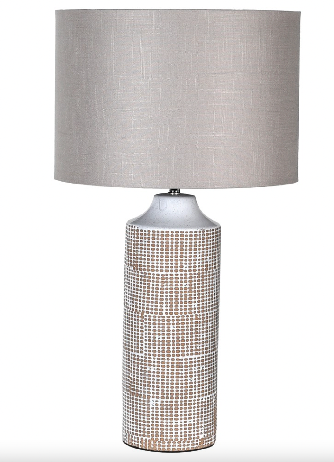 Grid Patterned Lamp with Linen Shade, 68x38cm