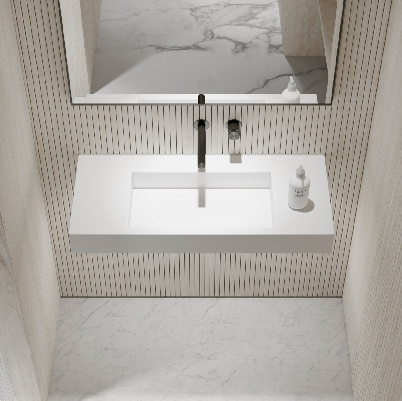 AURA WALL HUNG STONE BASIN 900MM - MATTE