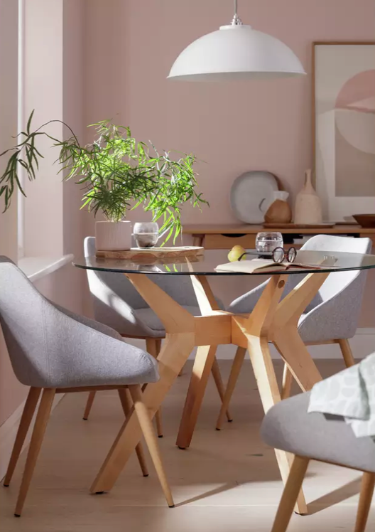 Habitat Zela Glass 4 Seater Dining Table - Natural, 75x110cm
