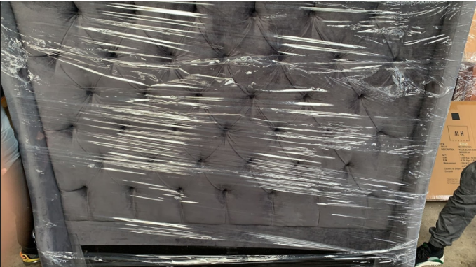Grey Pleated Double Bed Complete