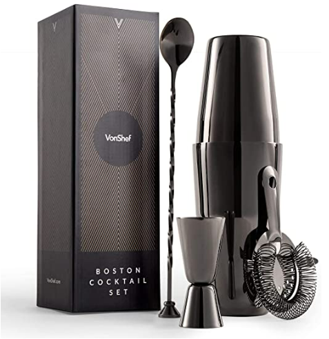 VonShef Boston Cocktail Shaker Set Dark Grey