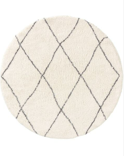 Shaggy Round Rug Benno Cream, 120cm Round