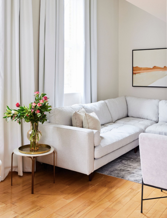 Large Double Corner Sofa in Ivory Weave, 84x270x270cm