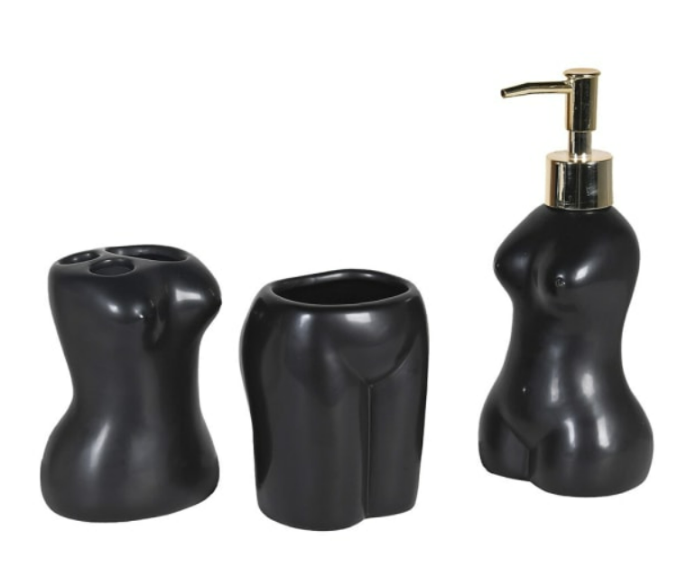 Set of 3 Black Body Bathroom Accessories