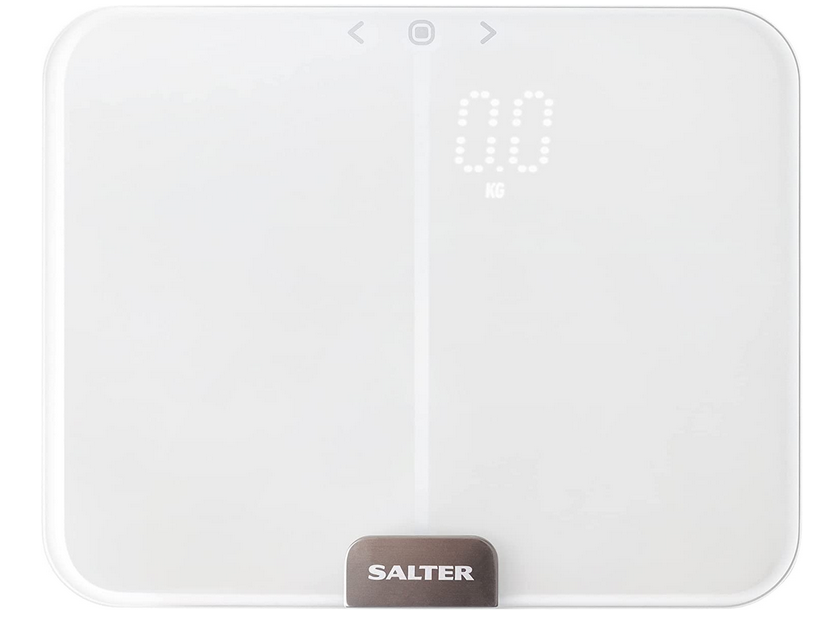 Salter 9164 WH3R Ghost Analyser Scales, Measures Weight, Body Fat/Water, Muscle/Bone Mass, BMI and BMR, 10 User Memory, Athlete Mode, Hidden until Lit Display, Toughened Safety Glass, White