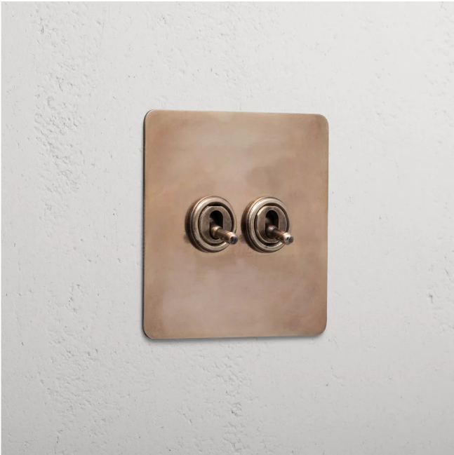 2G Two Way Toggle Switch Antique Brass
